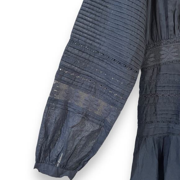 NWT Veronica Beard Addilyn Eyelet Dress In Ink Size 10 Navy Blue Cotton $498 - Picture 8 of 15